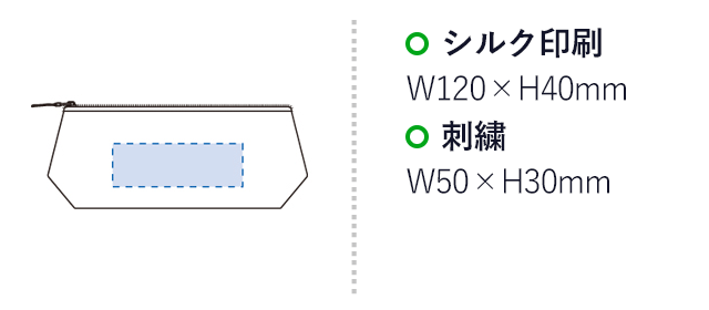 ベーシック三角ポーチ(tTR-0379)名入れ画像 プリント範囲 シルク印刷w120×h40mm 刺繍w50×h30mm