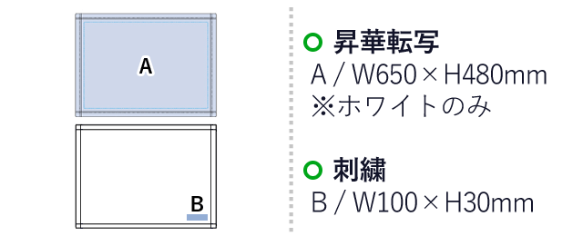 ソフトタッチブランケット（Ｓ）（tTR-0758）名入れ画像 プリント範囲 昇華転写w650×h480mm※ホワイトのみ 刺繍w100×h30mm