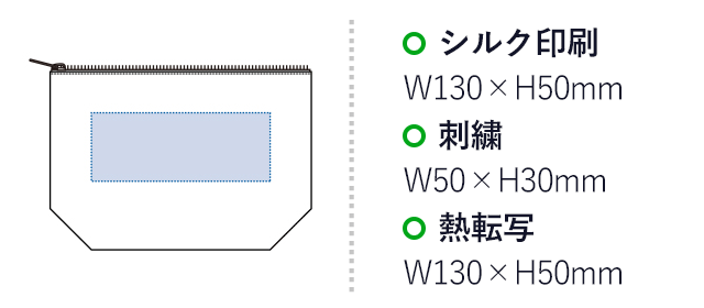 キャンバスデイリーポーチ（S）(tTR-0827)名入れ画像 プリント範囲 シルク印刷・熱転写w130×h50mm 刺繍w50×h30mm