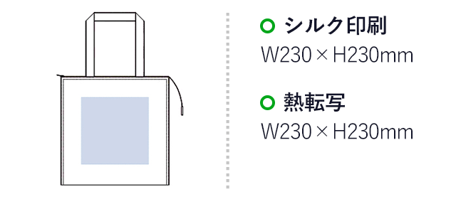 キャンバススクエア保冷トート（M）(tTR-0869)名入れ画像 プリント範囲 シルク印刷・熱転写w230×h230mm