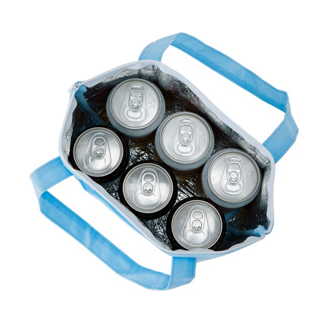 不織布保冷ライントート（tTR-0920）缶６本収納イメージ