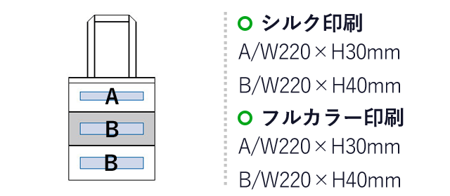 不織布カラーパネルボーダートート（tTS-1091）名入れ画像　シルク印刷/Ｗ220×Ｈ30ｍｍ　W220×H40 フルカラー印刷/W220×H30ｍｍ　W220×１H40