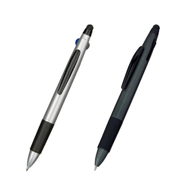 3色ボールペン+タッチペン（tTS-0909）シルバー、ブラック