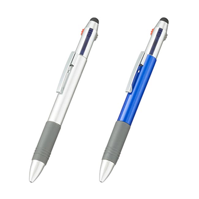タッチペン付3色+1色ペン（tTS-0993）シルバー、ブルー
