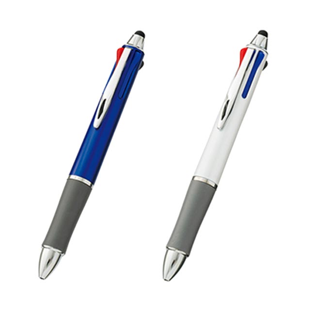 タッチペン付3色+1ボールペン（tTS-1139）ブルー、ホワイト