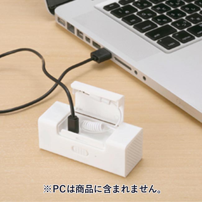 スタンド付モバイルスピーカー（tTS-1223）USB接続で充電が可能