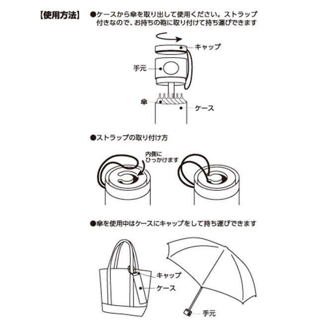 ボトルケースUV折りたたみ傘（tTS-1237-1390）使用方法