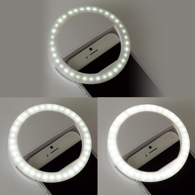 ビッグクリップセルフィーフラッシュライト（tTS-1349）LED点灯イメージ
