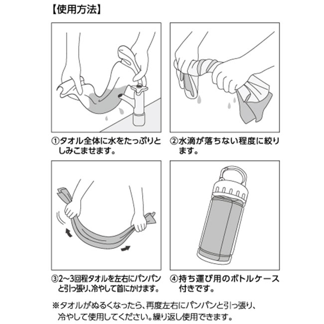 涼感マフラータオル（ボトルケース付）（tTS-1378）使い方イメージ