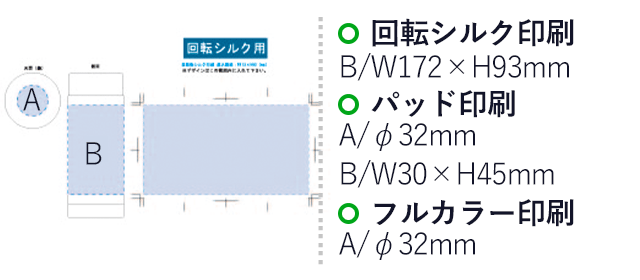 ステンレスドリンクボトル　200ml（tTS-1416）名入れ画像 回転シルク印刷B：W172×H93mm パッド印刷Ａ：φ32mm フルカラー印刷A：φ32mm