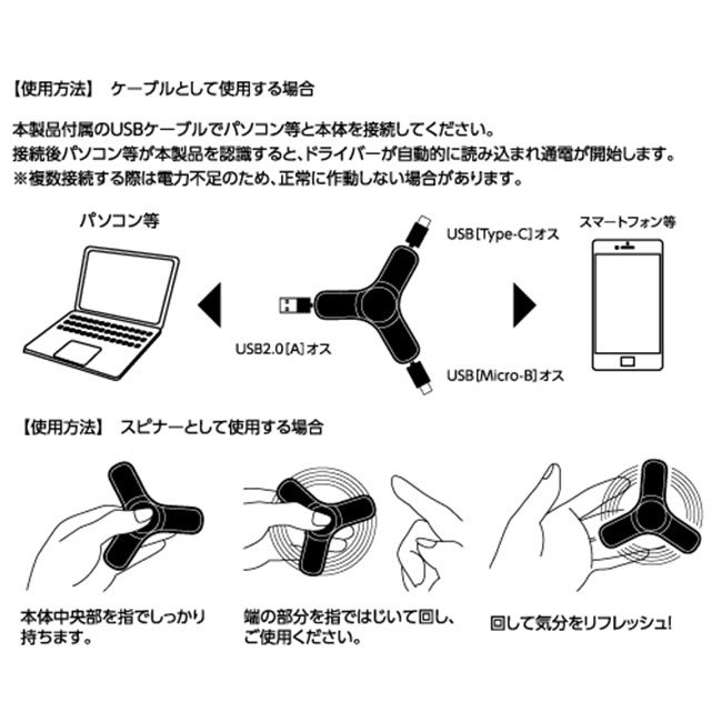 USBケーブル　スピナー（tTS-1418）使用方法