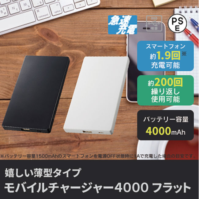 モバイルチャージャー４０００ フラット（tTS-1447）仕様イメージ