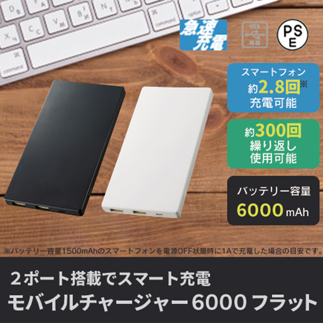 モバイルチャージャー６０００ フラット（tTS-1448）仕様イメージ