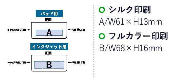 LEDライト付ポケットモバイルチャージャー2200(tTS-1562）名入れ画像　シルク印刷/W61×H13mm　　フルカラー印刷W68×H16mm