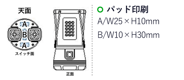 LEDセパレートランタン（tTS-1605）パッド印刷：A/W25×H10mm　B/W10×H30mm