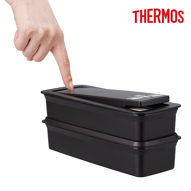 サーモス(THERMOS) フレッシュランチボックス 980ml/DJS（DJS-981W）フタのハシを押すと簡単に開きます
