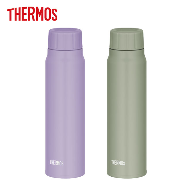 サーモス(THERMOS)保冷炭酸飲料ボトル  500ml（FJK-500）パープル、カーキ