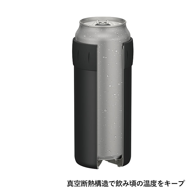 サーモス(THERMOS)保冷缶ホルダー　500ml缶専用（thJCB-500）缶を入れたイメージ