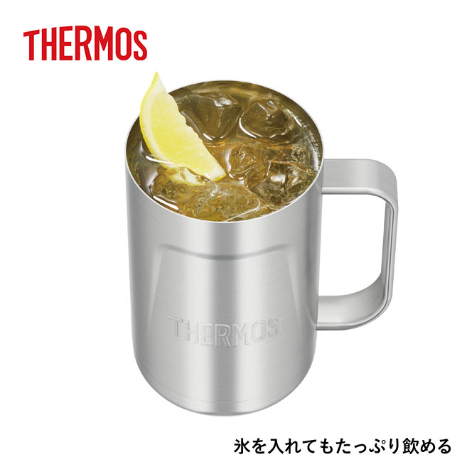 サーモス(THERMOS)真空断熱ジョッキ 600ml エンボスデザイン（thJDK-600-S2）氷を入れてもたっぷり飲める