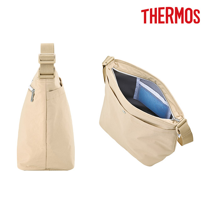サーモス(THERMOS)保冷ショルダーバッグ/RFO（RFO-007）ベージュ（側面、ファスナー口）