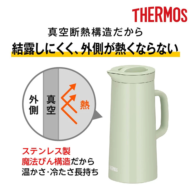 サーモス(THERMOS)ステンレスポット 1000ml/TTH（TTH-1000）　真空断熱構造で結露しにくく外側が熱くならない