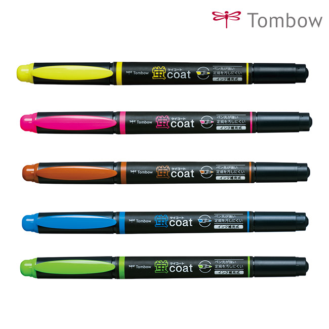 蛍光ペン　蛍コート/トンボ鉛筆（WA-TC）カラー展開　きいろ～きみどりいろ