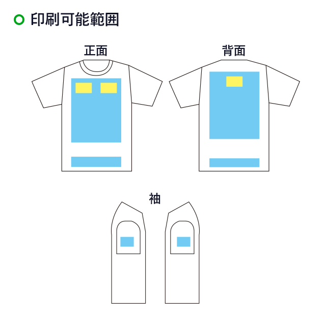 4.7オンス　ドライシルキータッチTシャツ（ローブリード）（5088-01）名入れ画像　正面、背面、袖　フルカラー印刷、1色印刷、２色印刷、３色印刷,４色印刷