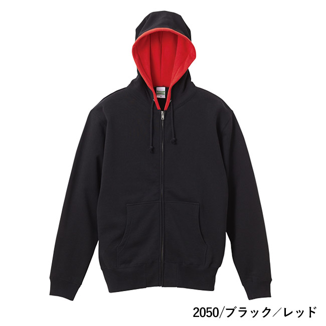 10.0オンス　スウェットフルジップパーカ（裏パイル）（5213-01）本体　2050/ブラック／レッド