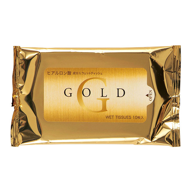 ウェットティッシュ１０枚ゴールド（ヒアルロン酸配合）（ut2202230）