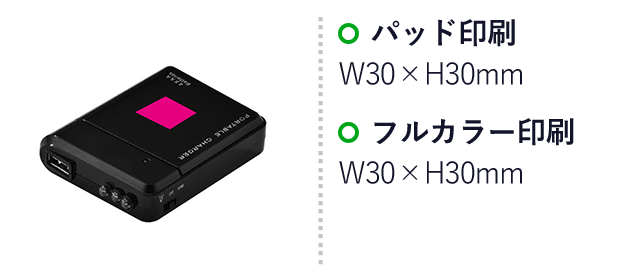 備えて安心 乾電池式充電器（ut2438711）名入れ画像 パッド印刷Ｗ30×Ｈ30mm フルカラー印刷W30×H30mm