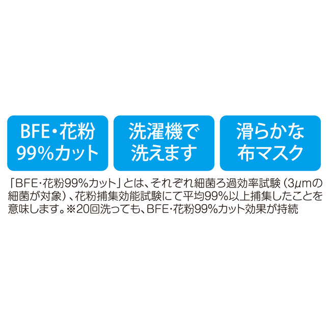 繰り返し使える　三層構造マスク1枚（SNS-0700003）BFE・花粉99％カット、洗濯機で洗えます、滑らかな布マスク