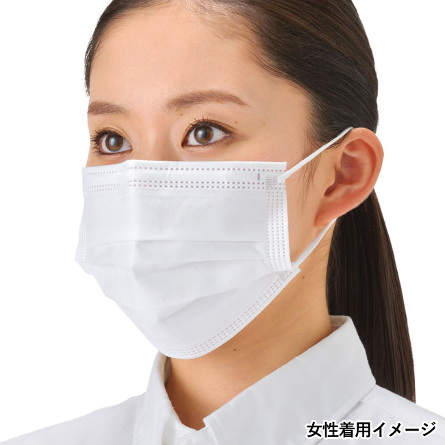 高密度フィルター　三層構造不織布マスク7枚入（SNS-0700008）女性着用イメージ