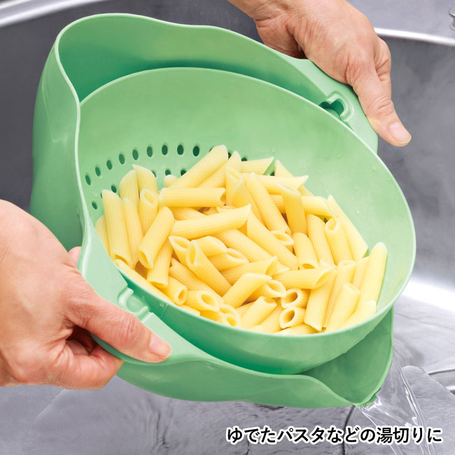 お手軽水切りざるボウル（SNS-0700046）ゆでたパスタなどの湯切りに