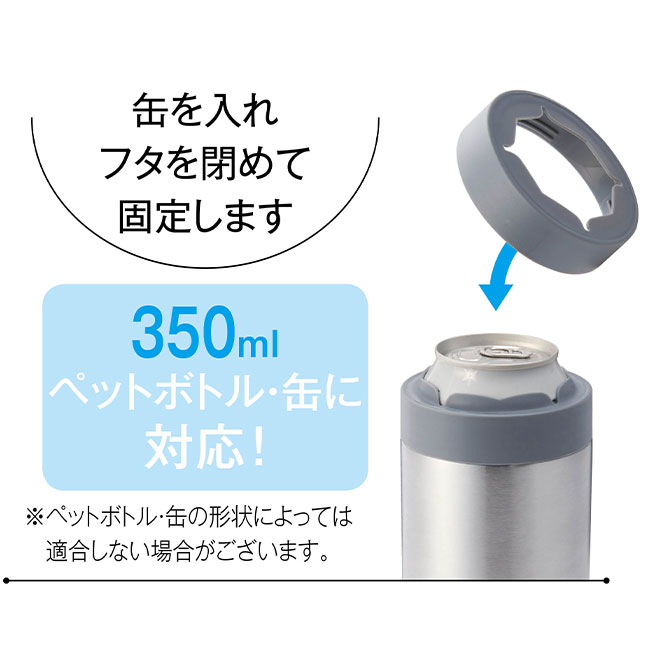 真空ステンレス保冷温缶ホルダー（SNS-0700297）缶を入れフタを閉めて固定します