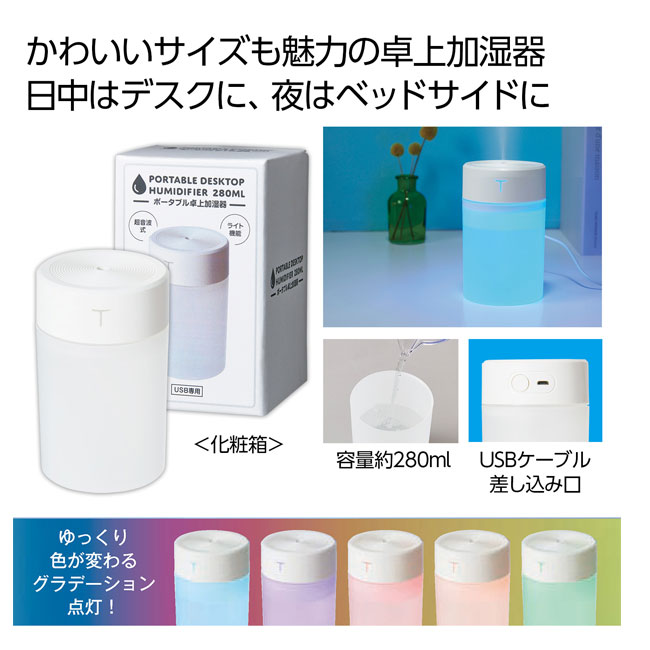 ポータブル卓上加湿器２８０ｍｌ（SNS-0700625）