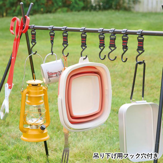 折りたたみバケツ５Ｌ　１個（SNS-0701006）吊り下げ用フック穴付き