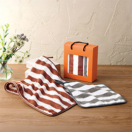 ふんわり ストライプフェイス＆ハンドタオル