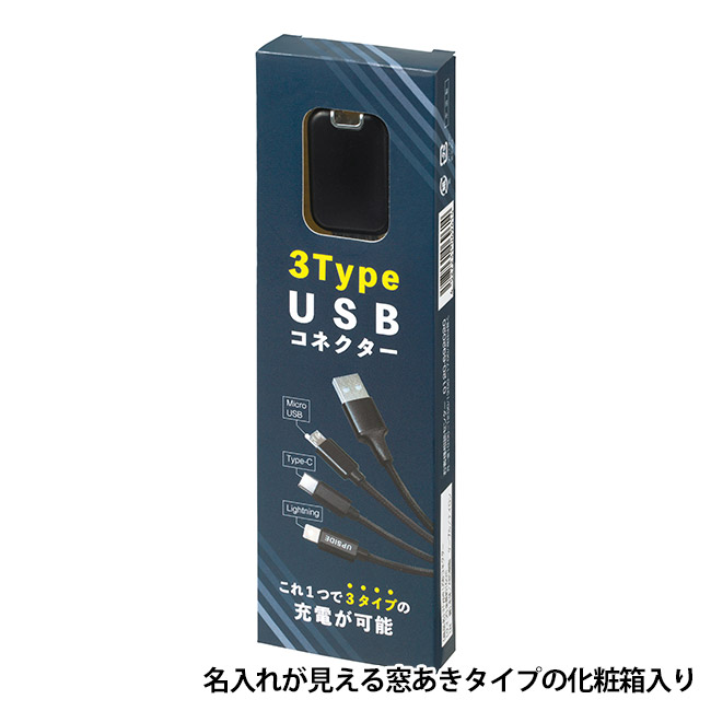 ３ＴｙｐｅＵＳＢコネクター（SNS-0701064）名入れが見える窓空きタイプの化粧箱入