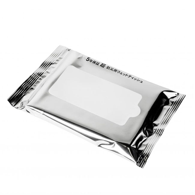 小ロット！5年保証防災用ウェットティッシュ20枚（SNS-0400142）斜め