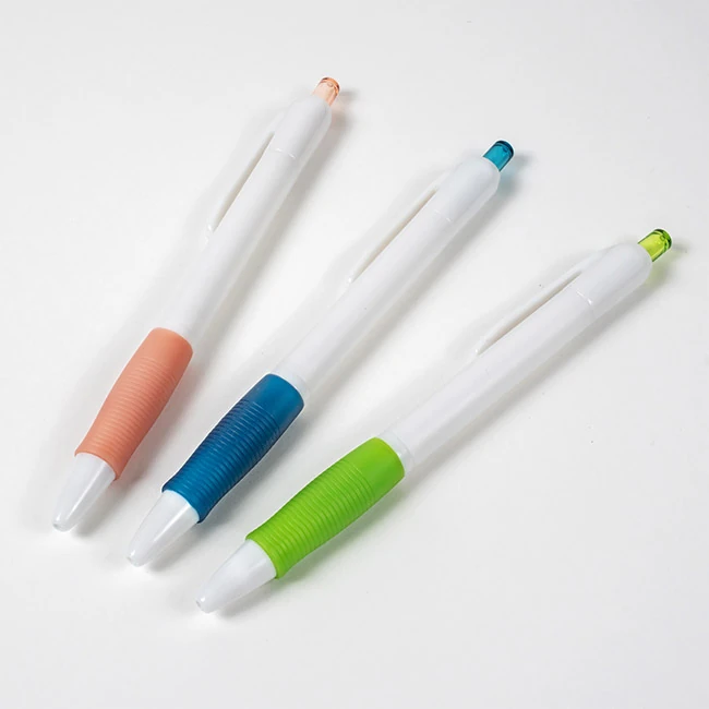 カラーグリップボールペン（SNS-0400157）　カラー展開（3色　別角度）