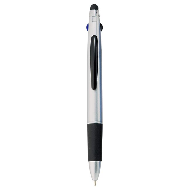 タッチペン付3色ボールペン（V010191）シルバー
