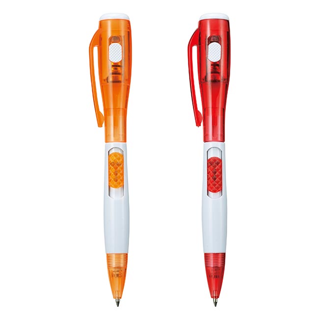 LEDライト＆ボールペン（V010192）オレンジ、レッド