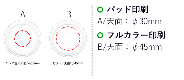 置いて充電ワイヤレスチャージャー(V010367) 名入れ画像 パッド印刷 天面：φ30mm、フルカラー印刷 天面：φ45mm