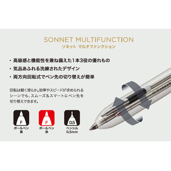 ソネット オリジナル ネイビーブルーCT マルチファンクションペン/パーカー(parker2183963)1本で3役のマルチファンクションペン