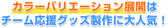 カラーバリエーション展開はチーム応援グッズ製作に大人気！