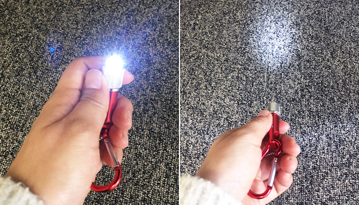 アルミライト&ホイッスル カラビナ付き　56個 ≪実際に使ってみました！≫アルミライト＆ホイッスル カラビナ