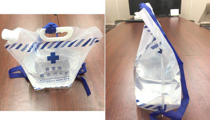 リュック型非常用給水バッグ6L（SNS-0700214）中身の容量によって形が変わります