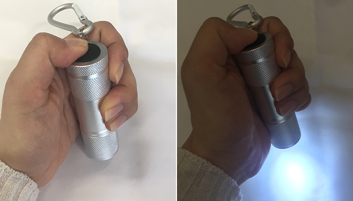 LED9灯カラビナ付ライト（tTS-0629）スマホを立てたまま充電OK