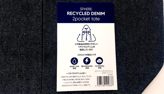 スフィア・リサイクルデニム2ポケットトート(SNS-0600560)セット内容