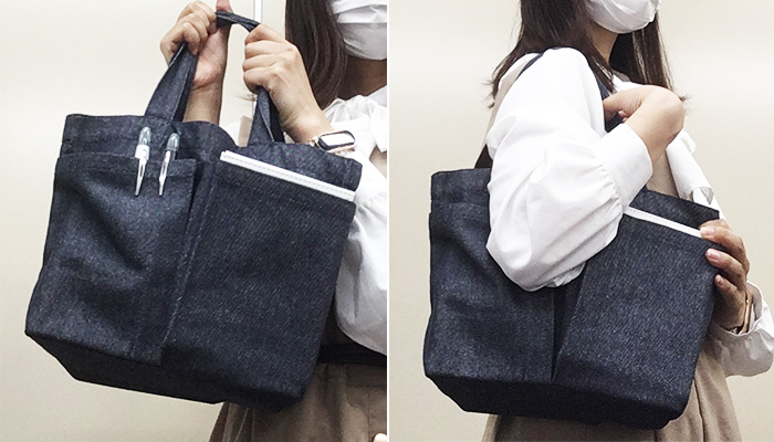 スフィア・リサイクルデニム2ポケットトート(SNS-0600560)充電部が上部に稼働